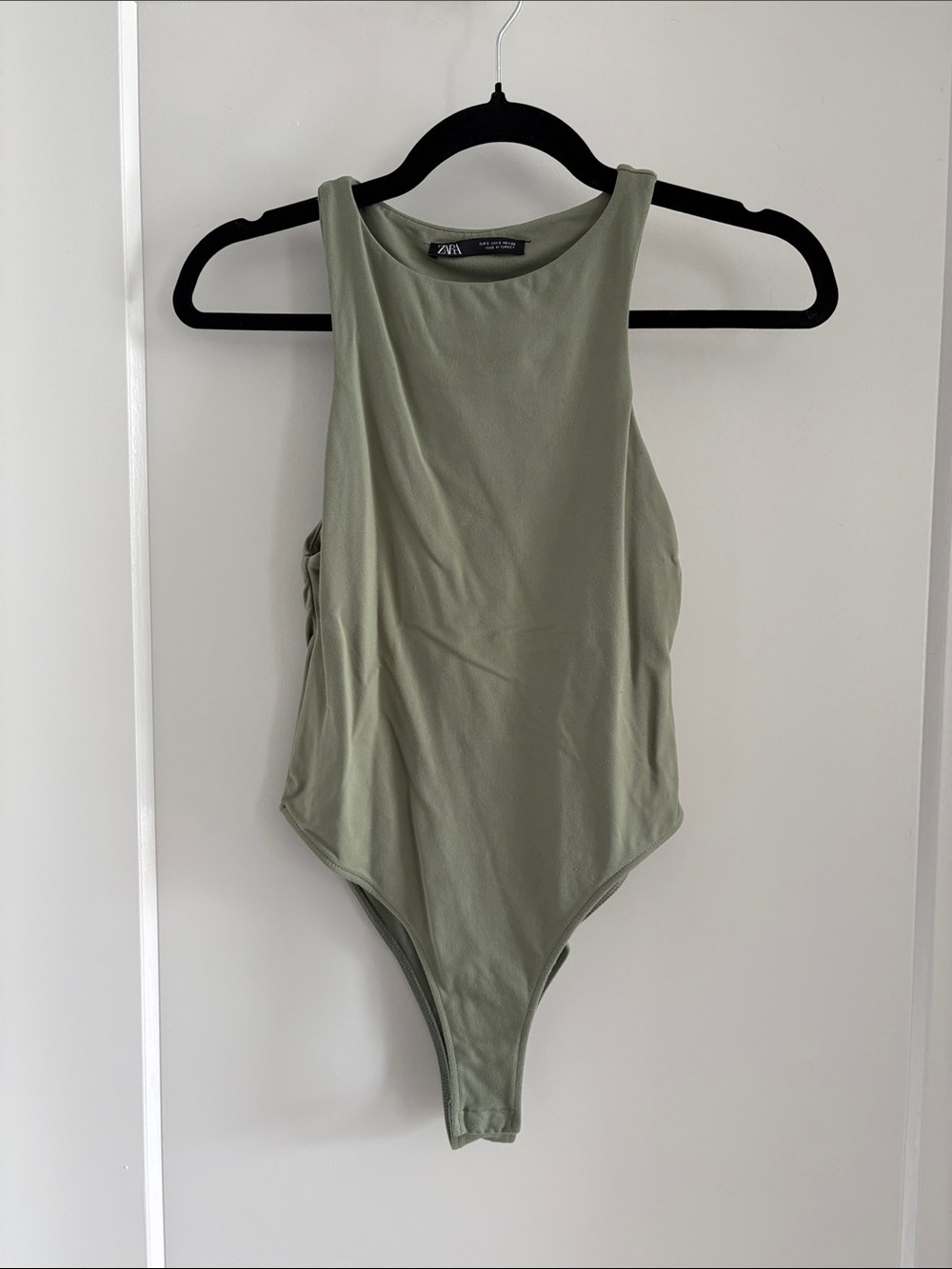 Zara Sage Green High-Neck Tank Bodysuit